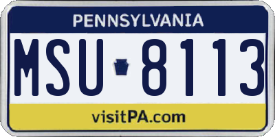 PA license plate MSU8113
