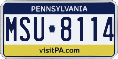 PA license plate MSU8114