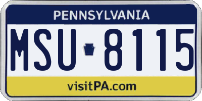 PA license plate MSU8115