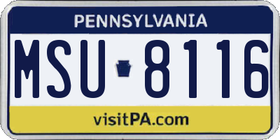 PA license plate MSU8116