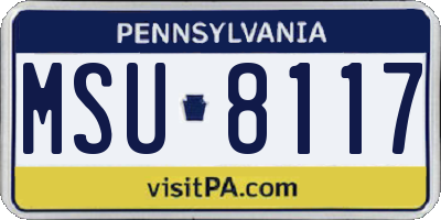 PA license plate MSU8117