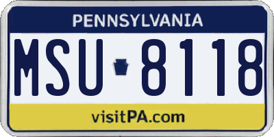 PA license plate MSU8118