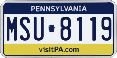 PA license plate MSU8119