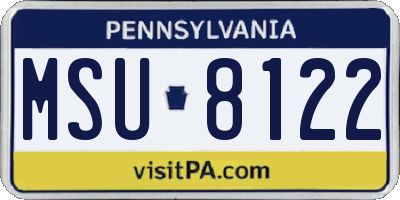 PA license plate MSU8122