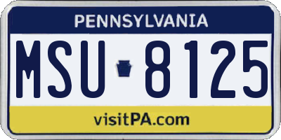 PA license plate MSU8125