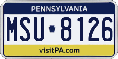 PA license plate MSU8126