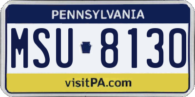 PA license plate MSU8130