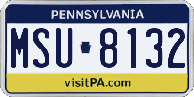 PA license plate MSU8132