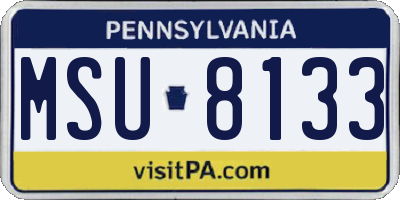 PA license plate MSU8133