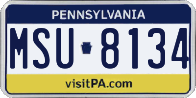 PA license plate MSU8134