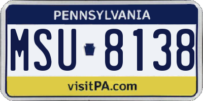 PA license plate MSU8138
