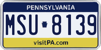 PA license plate MSU8139