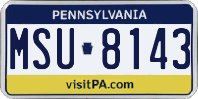 PA license plate MSU8143