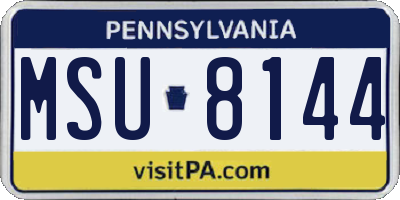PA license plate MSU8144