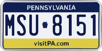 PA license plate MSU8151