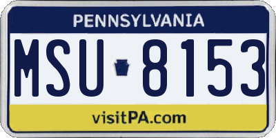 PA license plate MSU8153