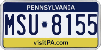 PA license plate MSU8155