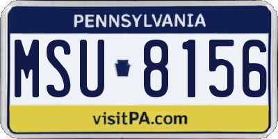 PA license plate MSU8156