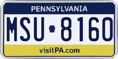 PA license plate MSU8160