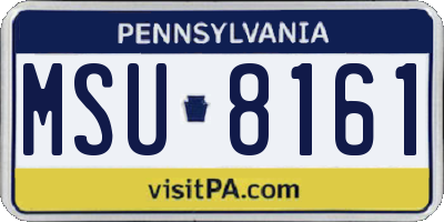 PA license plate MSU8161