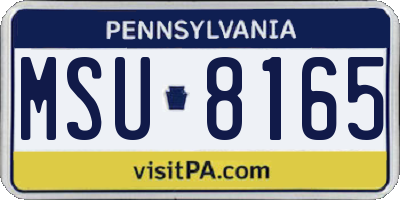 PA license plate MSU8165
