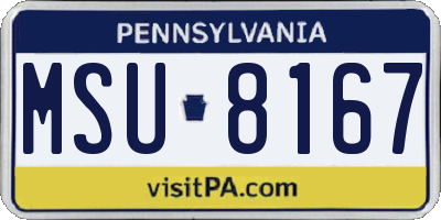 PA license plate MSU8167