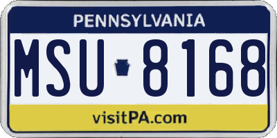 PA license plate MSU8168