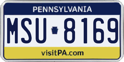PA license plate MSU8169