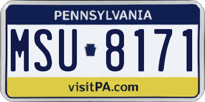 PA license plate MSU8171
