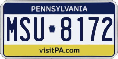 PA license plate MSU8172