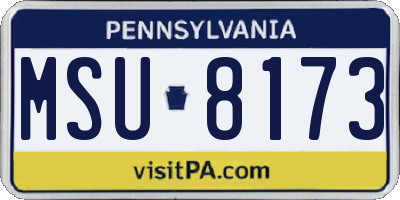 PA license plate MSU8173