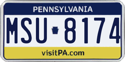 PA license plate MSU8174