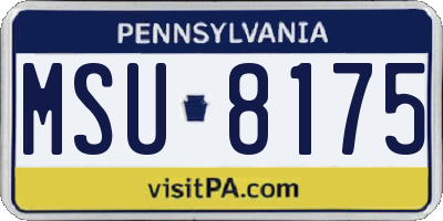 PA license plate MSU8175