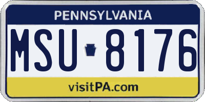 PA license plate MSU8176