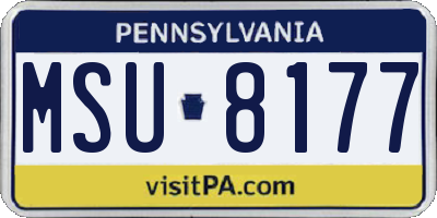 PA license plate MSU8177
