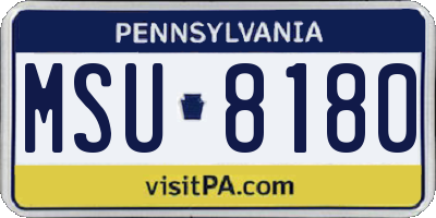 PA license plate MSU8180