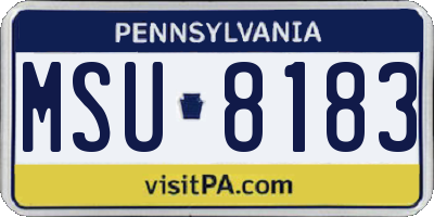 PA license plate MSU8183