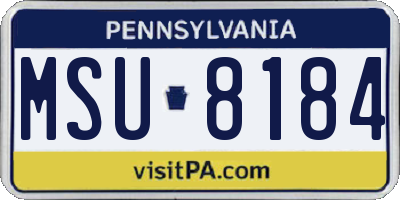 PA license plate MSU8184