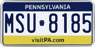 PA license plate MSU8185