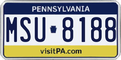 PA license plate MSU8188