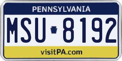 PA license plate MSU8192