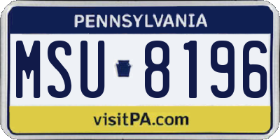 PA license plate MSU8196