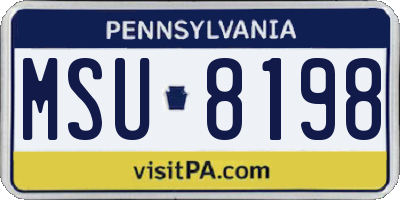 PA license plate MSU8198