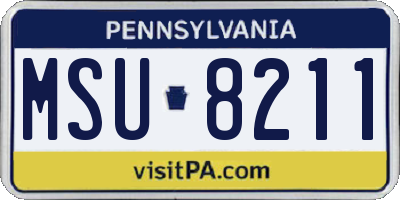 PA license plate MSU8211