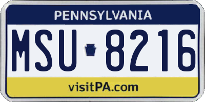 PA license plate MSU8216