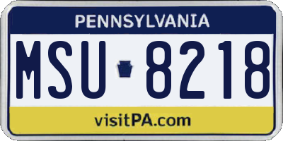 PA license plate MSU8218