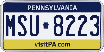PA license plate MSU8223