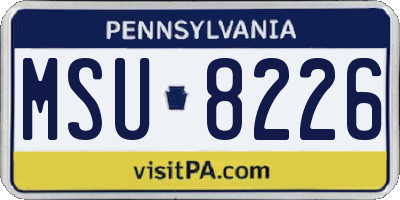 PA license plate MSU8226