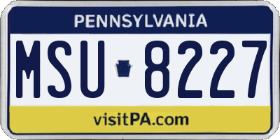 PA license plate MSU8227
