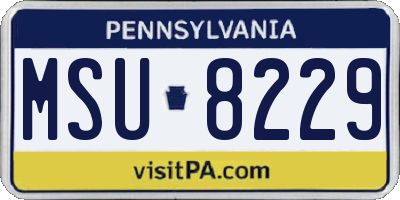 PA license plate MSU8229